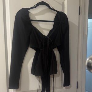 Astr The Label Black Long Sleeve Women's Bodysuit